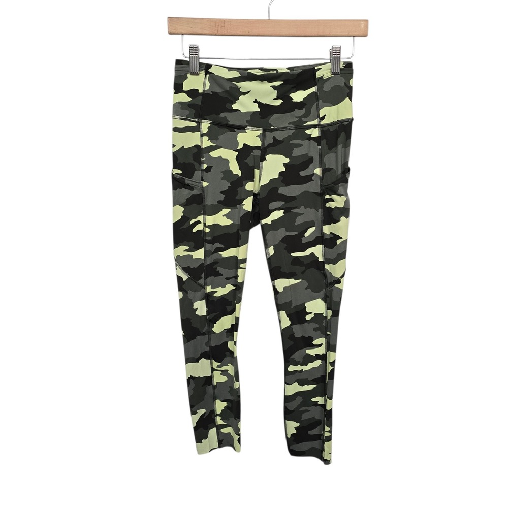 Lululemon Fast and Free High-Rise Tight 25 Nulux Camo Green Black LW6BCYS Size 6